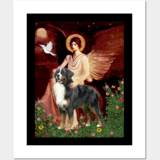 Bernese Mountain Dog with Angel (adapted from famous art) Posters and Art